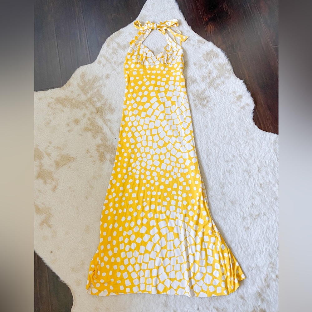 Diane Furstenberg Vintage Jocelyn Yellow Silk  Maxi Dress